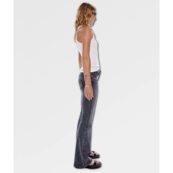 New MOTHER The Down Low Weekender Heel Flare Jeans Denim Train Stops Black 28 - Picture 13 of 14